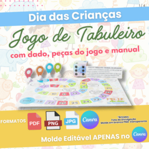 Molde Jogo de Tabuleiro Dia das Crianças