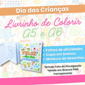 Molde Livrinho de Colorir A5 e A6 Dia das Crianças
