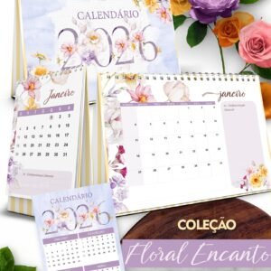 Kit Calendários de mesa 2026 A5 e A6 + Marcadores de Páginas