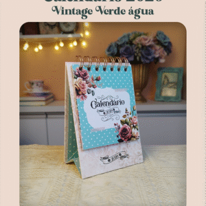 Calendário 2026 Vintage Verde Água