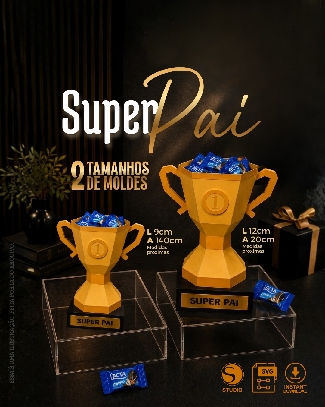 Troféu Dia Dos Pais + Molde (Png)